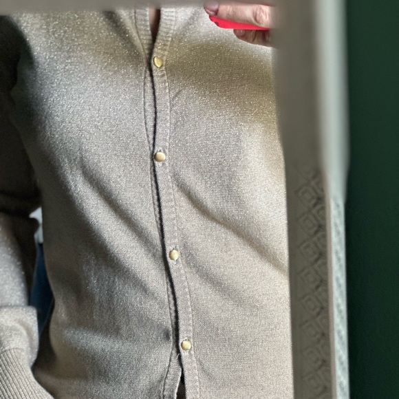 Carolyn Taylor Shimmering Gold Cardigan Sweater - Picture 2 of 3